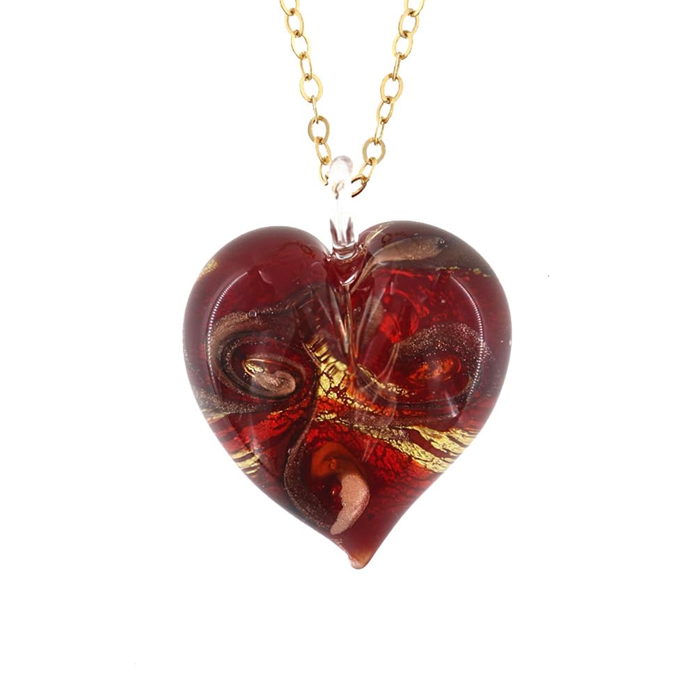 Venetiaurum - Collana Lunga con Pendente a Cuore in Vetro Originale di Murano e Argento 925 - Gioiello made in Italy certificato