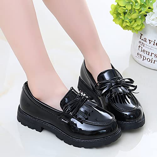 Shoes for Size 3 Girls Slip On Leather Loafer Tassel Bow Flats School Dress Shoes for Girls Toddler Boy Shoe3
