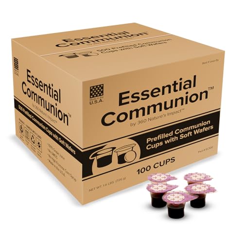 Prefilled Communion Cups and Wafer Set with Concord Grape Juice Disposable Communion Elements for Church Home and Hospital Services Holy Eucharist Supplies 100 Count
