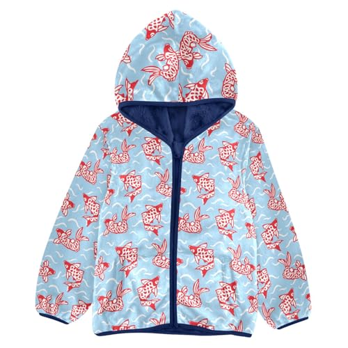 Japanese Carp Girls Fleece Jacket Girls Fall Jacket Girls Zip Up Hoodie Girls Sherpa Jacket 2-10T