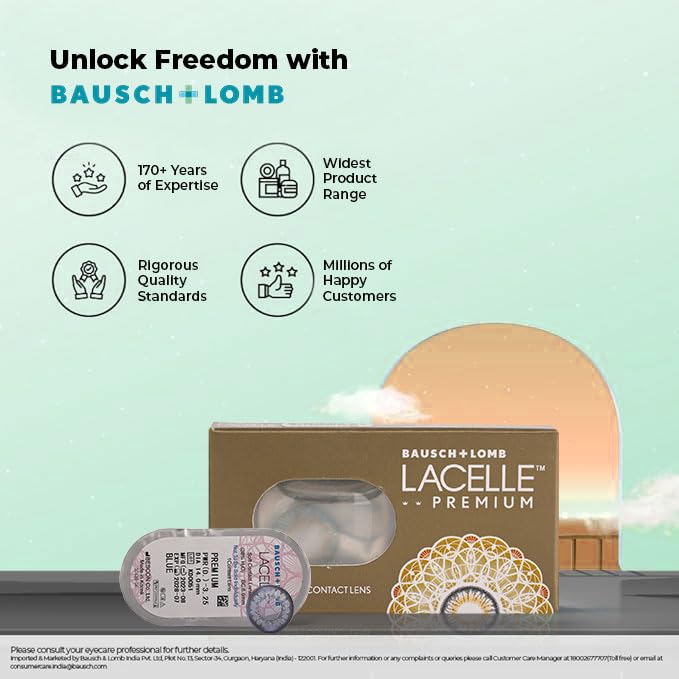 Image of Bausch & Lomb Lacelle Premium Color Contact Lens - (Brown) | with Power | Monthly Disposable| Hydrogel Material | (-2.5, Pack of 1)