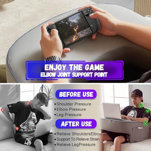 Image of cooloo8 Reading Pillow with Armrests - Extra Large Memory Foam Gaming Pillow for Adult, Lap Desk for Laptop, Arm Rest for Working, Crocheting, Playing Game or Siting in Bed, Floor, Sofa, (Grey)