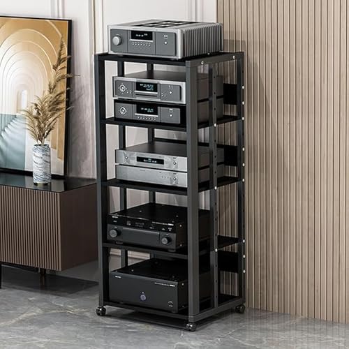 Soporte para reproductor de DVD y receptor AV móvil con estante estéreo de altura ajustable