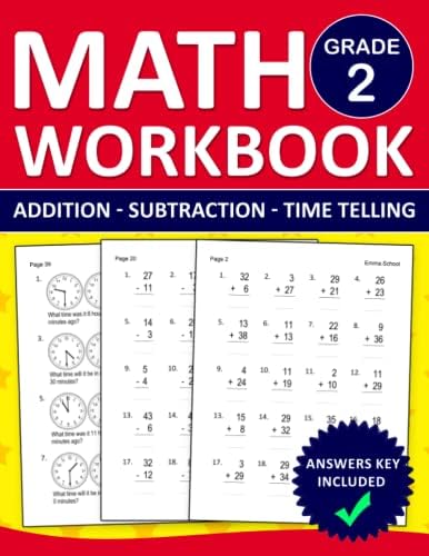Math Workbook For Grade 2 Addition - Subtraction - time telling ...