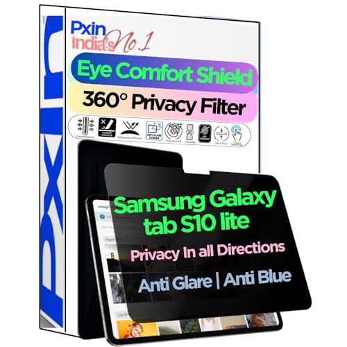 Image of Pxin Tablet Privacy Guard compatible with samsung Galaxy tab S10 lite | Privacy screen protector | Anti Glare | Anti Spy Screen | Reduces blue light | 360 degree Privacy Screen | Eye Protection
