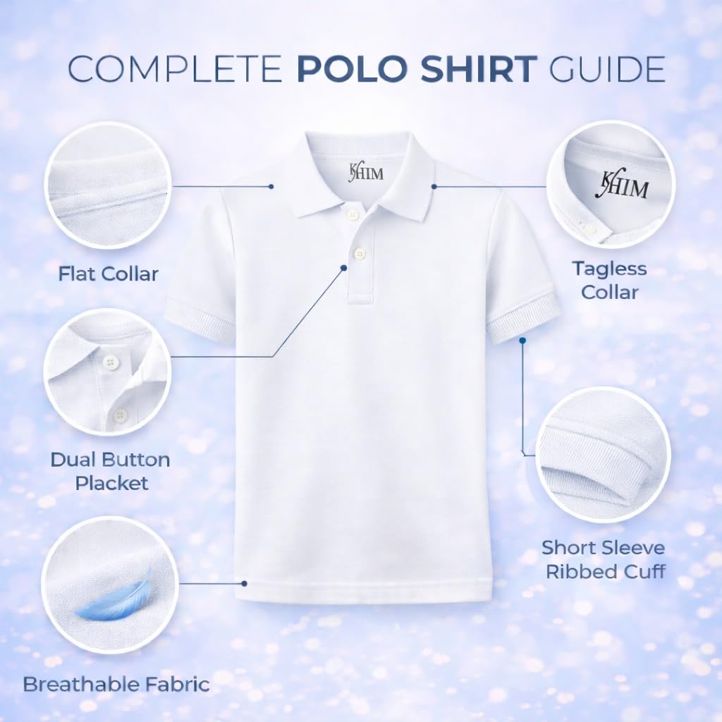 KHIM Unisex Polo Short Sleeve Polycotton Boys Girls School Uniform Plain Half Sleeve Shirts Sports Wear Indoor Outdoor — view 4