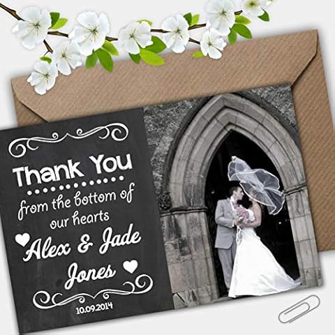 Personalised Wedding Thank You Cards Flat or Folded Cover