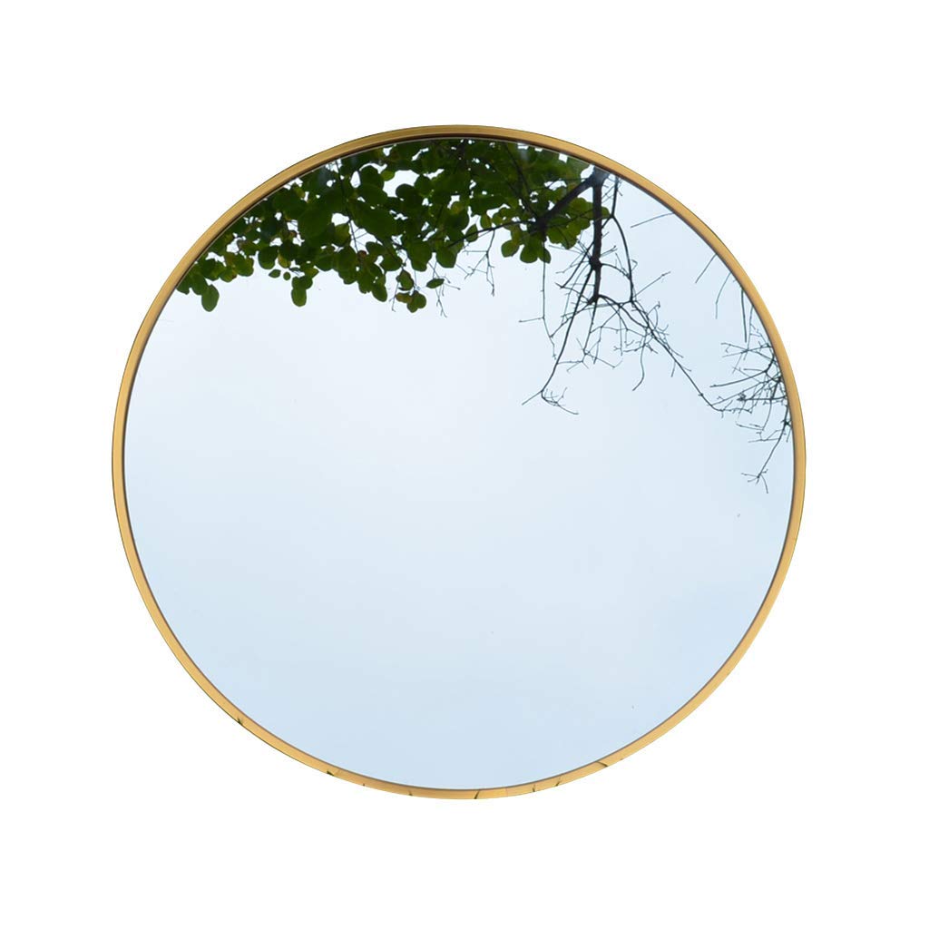 TYUHDUYUR Gold Nordic Bathroom Decorative Mirror for Shaving/Make Up Metal Framed Round Hanging Mirror Elegant Brass for Bedroom Living Room Hallway Multiple Sizes (40CM)