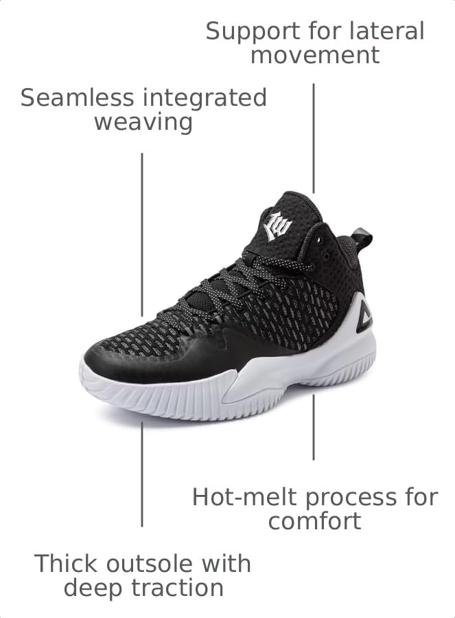 Image of PEAK High Top Mens Basketball Shoes Lou Williams Streetball Master Breathable Outdoor Sneakers Cushioning Shoes for Fitness