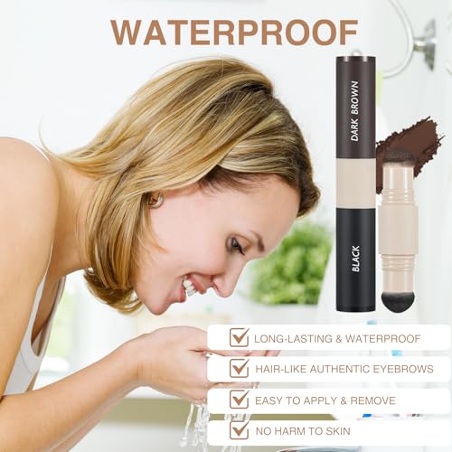 Ninnyi 13PCS Eyebrow Stamp Kit, Eye Brow Shaping Stencil. Waterproof Smudge Proof Multifunction Long Lasting, Darkbrown Warm Black - Image 3
