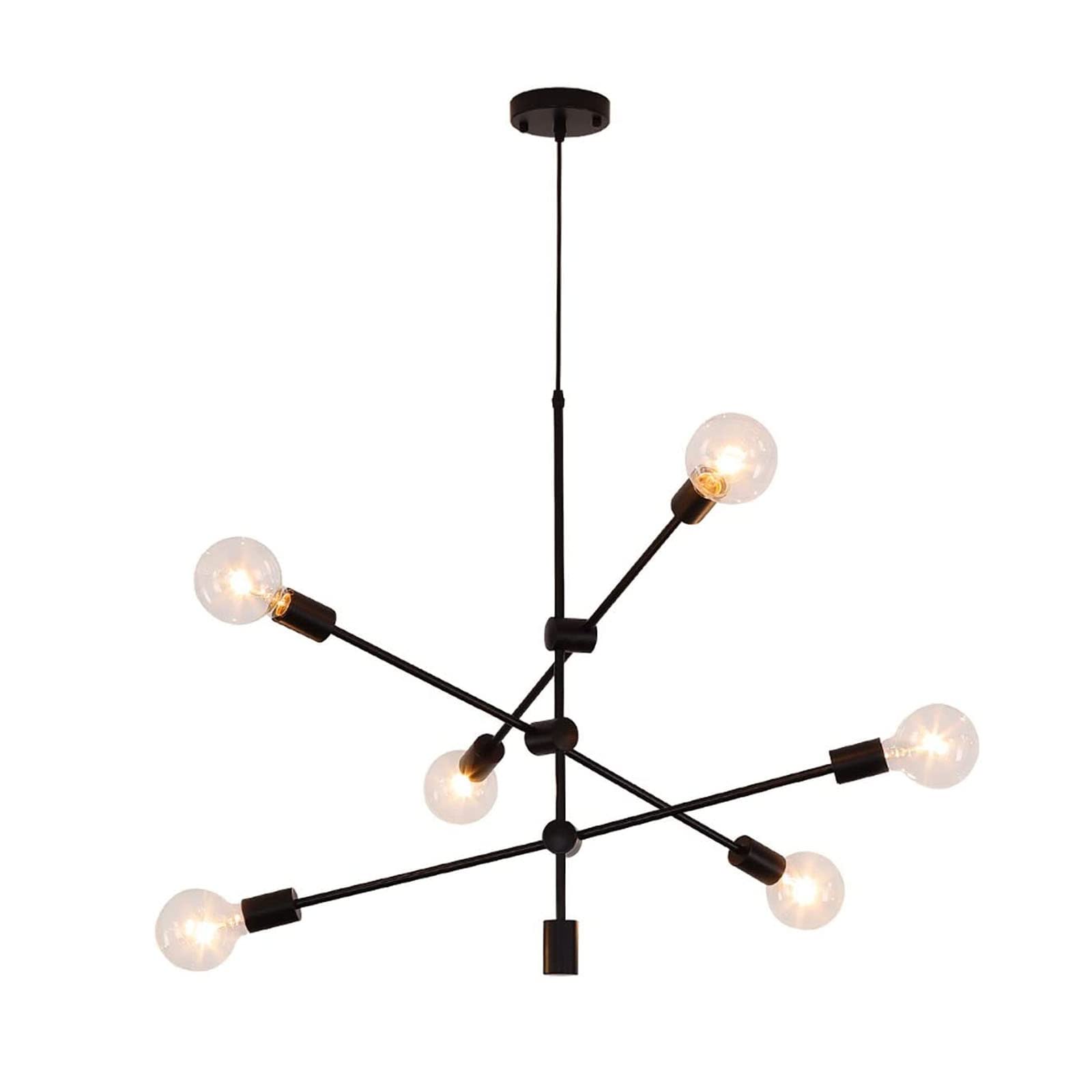 ((similar))Black Sputnik Chandeliers 6-Light,Modern Mid Century Pendant Lighting,Industrial Chandeliers for Dining Room Living Room Bedroom Kitchen Island Foyer Hallway