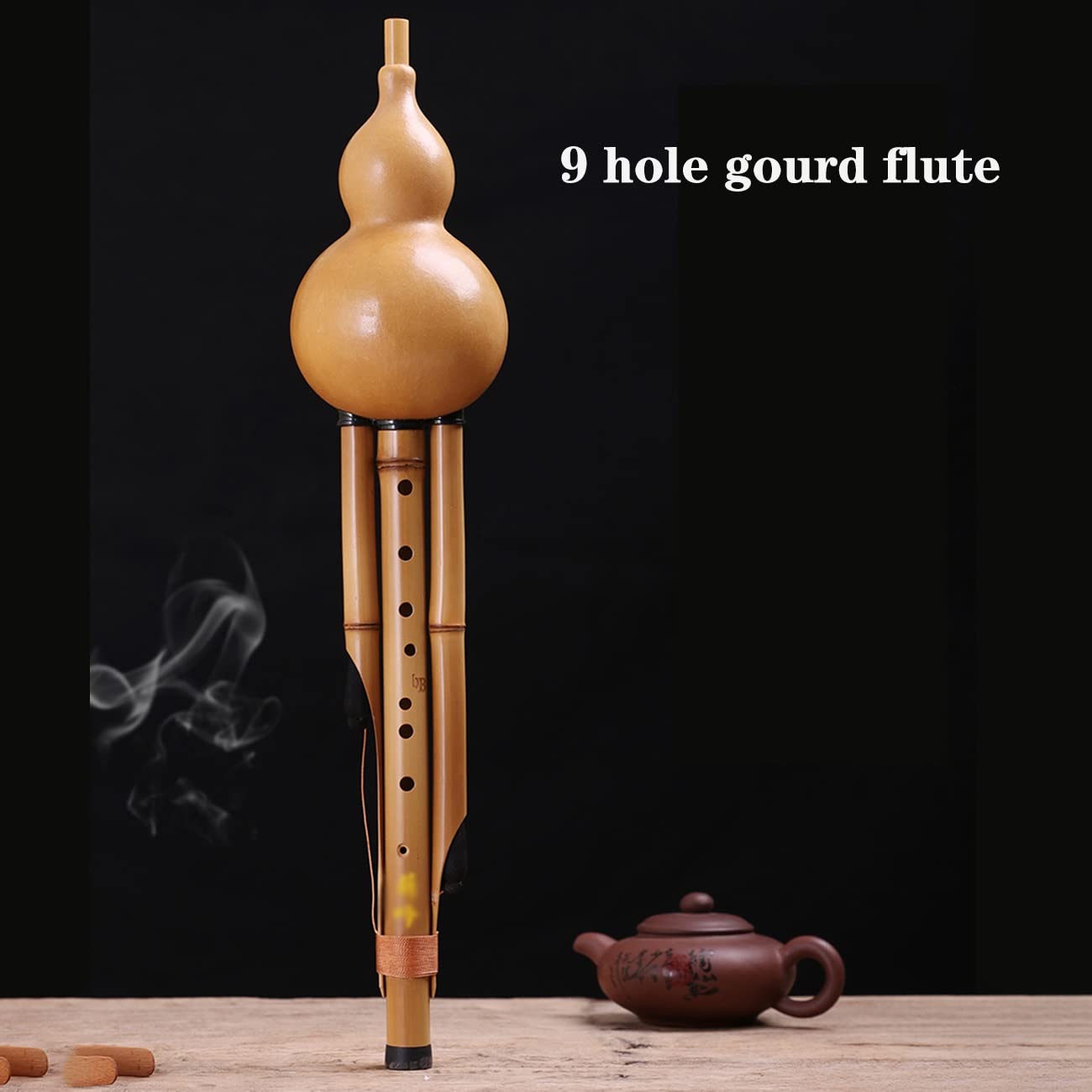 Flauta De Calabaza De Rango Amplio De 9 Agujeros Flauta De Calabaza De Bambú Hecha A Mano Tocar El Instrumento Flautín para Principiantes Do Bemol Si Bemol Cucurbitáceas (Color : Wood, S : B-Flat)