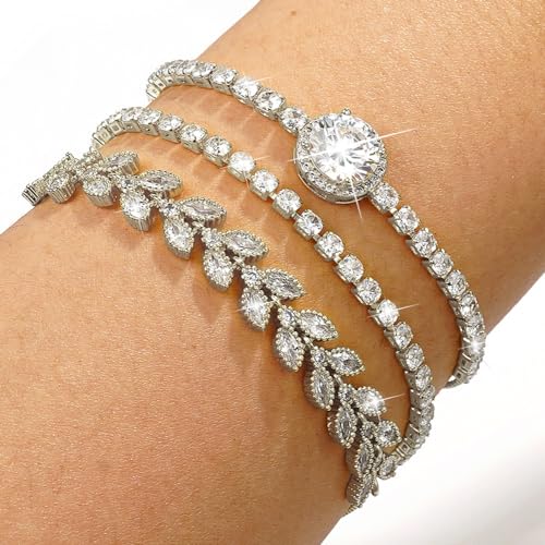 Suyi Tennis Bracelet Cubic Zirconia Bracelet Gold/Silver Plated Bracelets for Women3