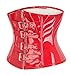 bslingerie Womens PVC Leather Underbust Waist Training Body Shaper Bustier Corset Top (L, Red Buckles)