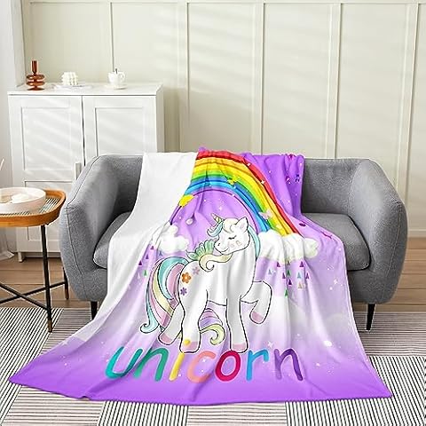 Erosebridal Unicorn Throw Blanket Cover