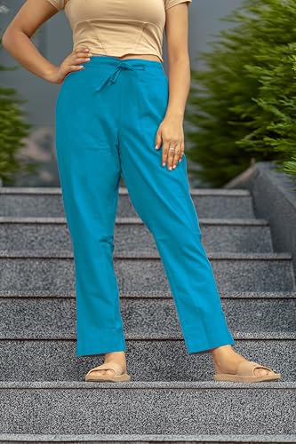 Image of Women's Cotton Regular Fit Trousers - Comfortable and Stylish Casual Office Wear Kurti Pants for Daily Use, Soft and Breathable Fabric