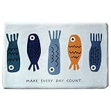 VOSAREA Tapis de Sol D'entrée Tapis de Bienvenue Motif de Poisson de Bande Dessinée Tapis de Cuisine Tapis Antidérapant Tapis pour Cuisine Salle de Bain Couloir (40X60 Cm)