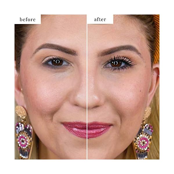 Elizabeth Mott Black Volumizing Smudge-Proof Mascara-Cruelty Free Lengthening Fiber Mascara with Hourglass Wand-Water Resistant, No Clump, Amazing Eyelashes, Safe with Lash Extensions, Full-Size 8 ml