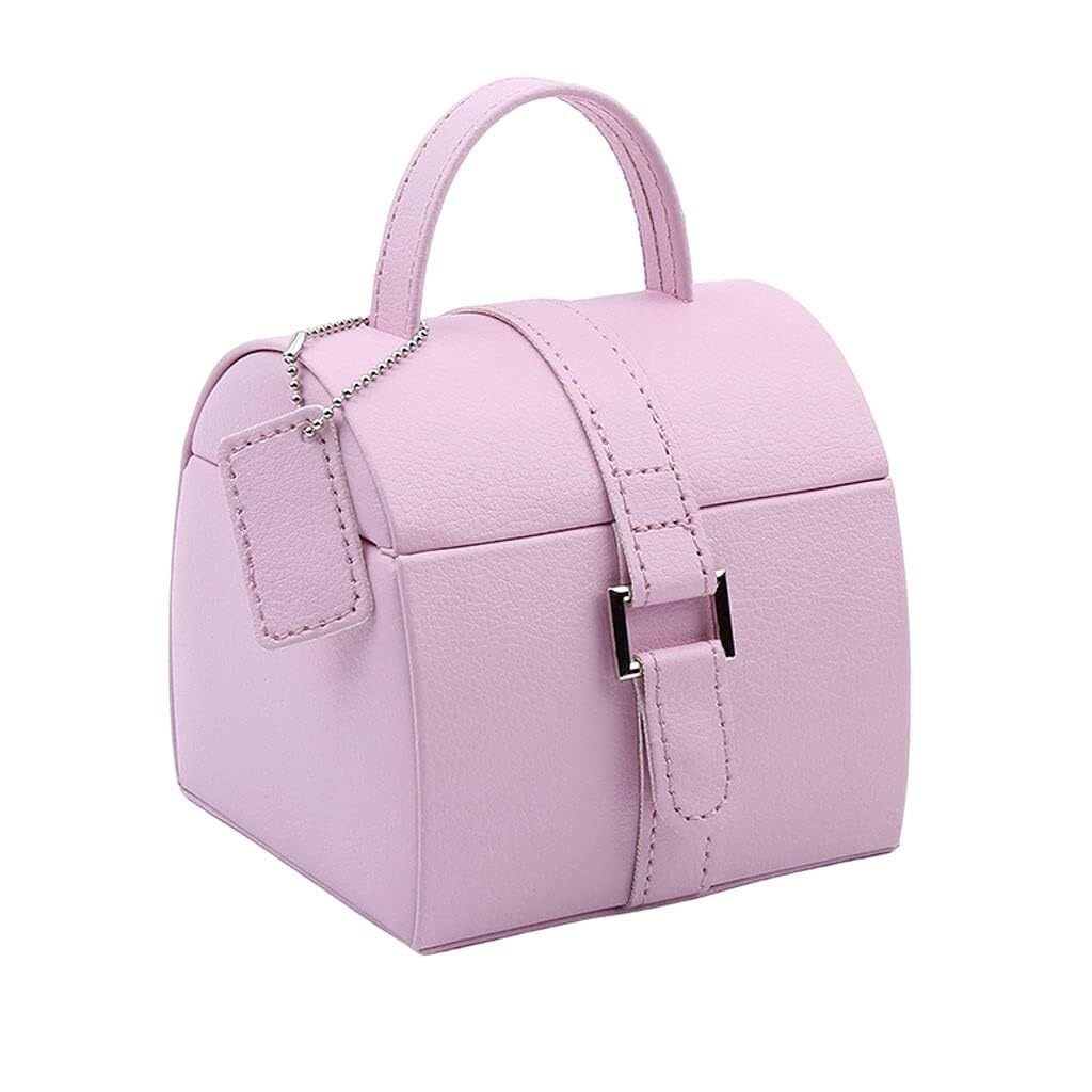 Boîte de rangement de bijoux haut de gamme en cuir PU violet