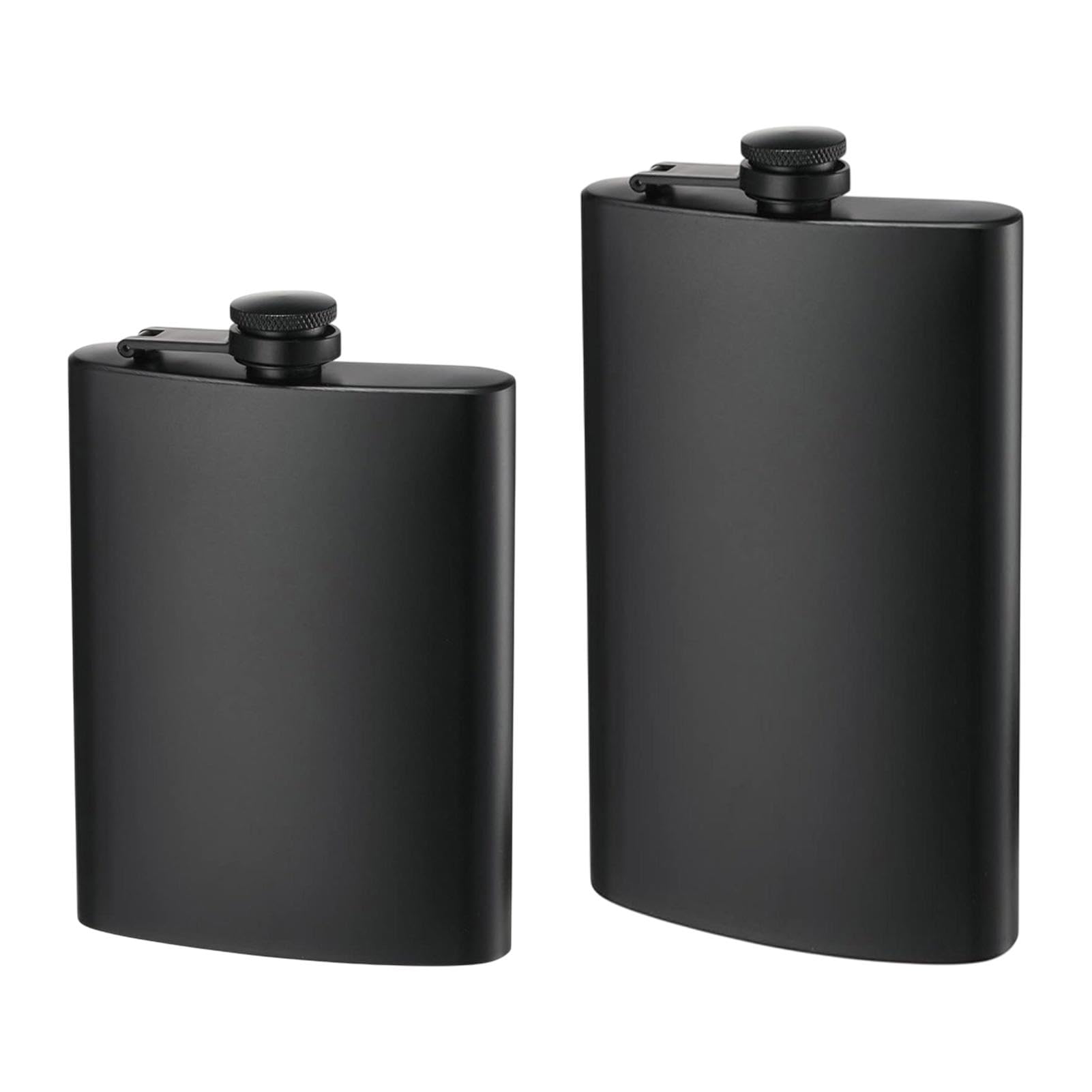 2 Pack Hip Flasks for Liquor, 8 Oz & 12 Oz Hip Flask Alcohol Leakproof Stainless Steel Thin Hip-Flasks for Men & Women Climbing Camping Barbecue Bar Party Festivals Travel and Gift (Matte Black)