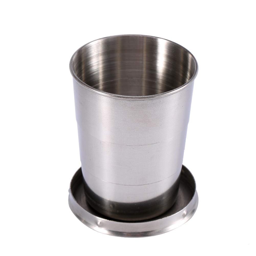 Nikou Acciaio inossidabile Cup Folding, tazza di campeggio pieghevole bere bicchiere Tumbler coperchi portachiavi for Esterni escursione di campeggio pesca Alpinismo retrattile telescopico portatil