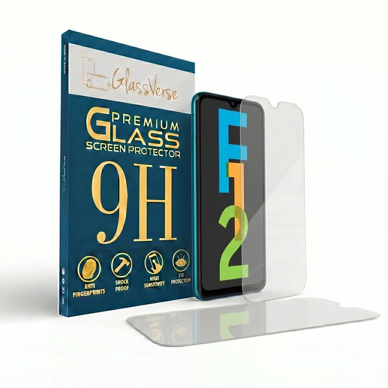 Image of GlassVerse 9H Tempered Glass For Samsung Galaxy F12 (Pack Of 2) with Free Installation Kit Full screen Coverage Free Replacement If Received Damaged - 6.5 inch