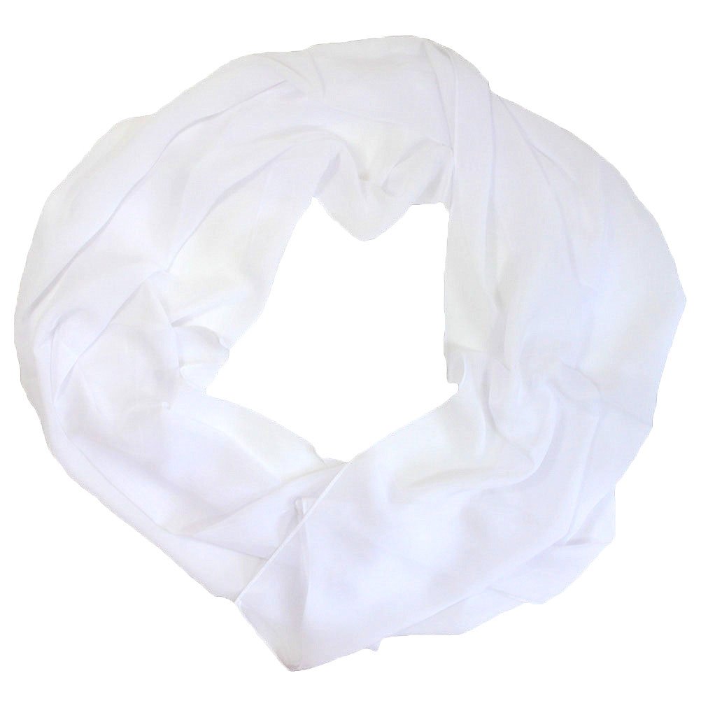 Women's White Chiffon Plain Scarf (White)