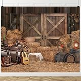 Western Cowboy Backdrop 10x8ft for Photoshoot Western Party Decorations Banner Wild West Country Farm Barn Door Vintage Saloon Rustic Warehouse Barnyard Photography Background Photo Booth