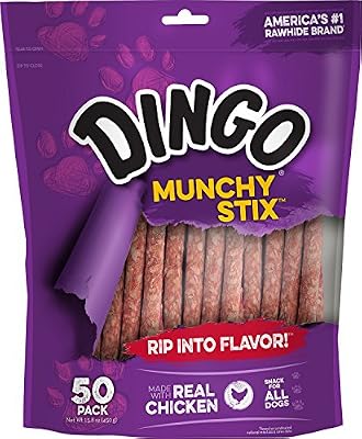 Dingo Munchy Stix for Dogs, Made with Real Chicken Treats for Small, Medium, and Large Breads 50-Count