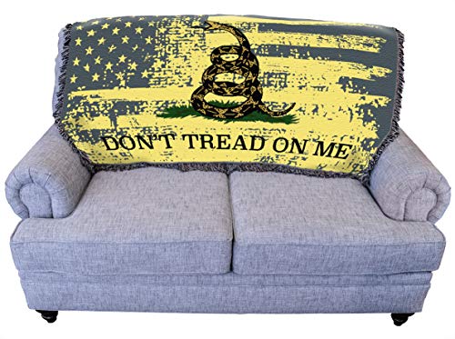 Pure Country Weavers Gadsden - Don't Tread on Me American Flag Blanket - Gift Military Tapestry Throw for Back of Couch or Sofa - Woven from Cotton - Made in the USA (61x36)