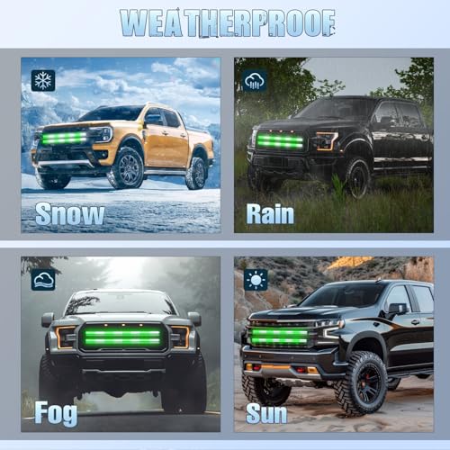 Image of Nilight 2PCS 24 inch Truck Grille Strobe Lights Strip 384 LED Emergency Light Green White Flexible Side Flashing Warning Caution Safety Waterproof Lighting Kit for Trucks Tow Plow Construction Vehicle
