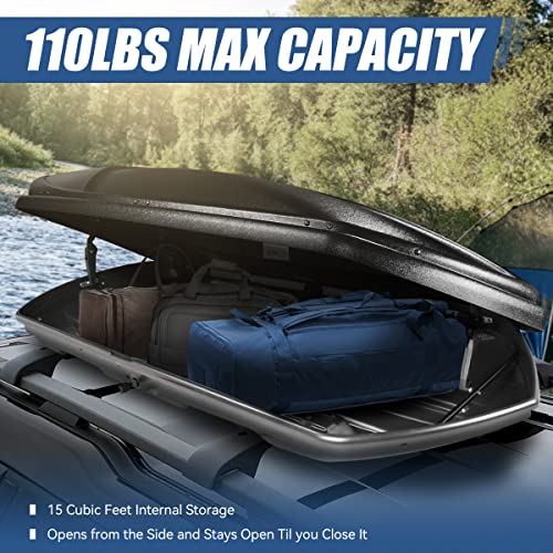 Image of Auto Dynasty Hard Shell Roof Top Mount Car Storage Travel Luggage Box Cargo Carrier with Security Keys, 80 (L) x 30 (W) x 13 (H) Inches, Capacity 110 Pounds, 15 Cubic Feet, Textured Black