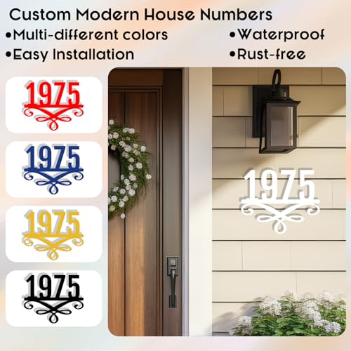 Image of Personalized House Number Custom Metal Address House Numbers Modern House Number Sign for Outside