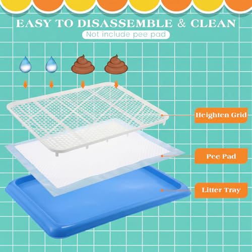 Image of Mifoci 1 Pcs Dog Potty Tray Mesh Puppy Training Pad Holder Floor Protection Portable Pee Pad Pet Toilet Training Tray Litter Box Corner for Medium and Large Dogs (25.6 x 18.9 Inch,Blue)