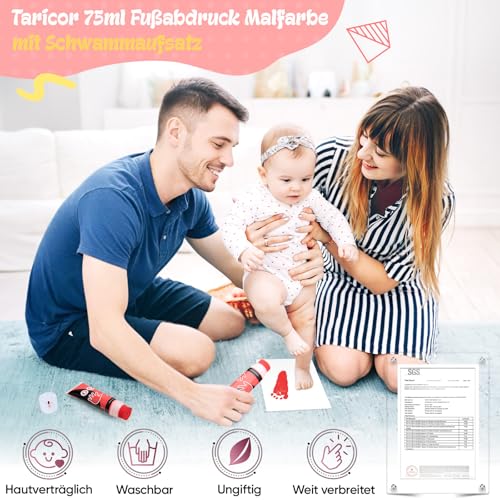75ml Ungiftige Farben DIY Baby Handabdruck für Neugeborene Geschenk Stempel Kinder, Art Fingermalfarben für Hause Schule (75ml Rot)