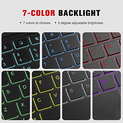 Image of HOM 3 Fold 7-Colour Backlight Detachable Wireless Bluetooth Keyboard with Trackpad /Touchpad Tablet Cover Case for Xiaomi Mi Pad 6 11 inch Inch Tablet