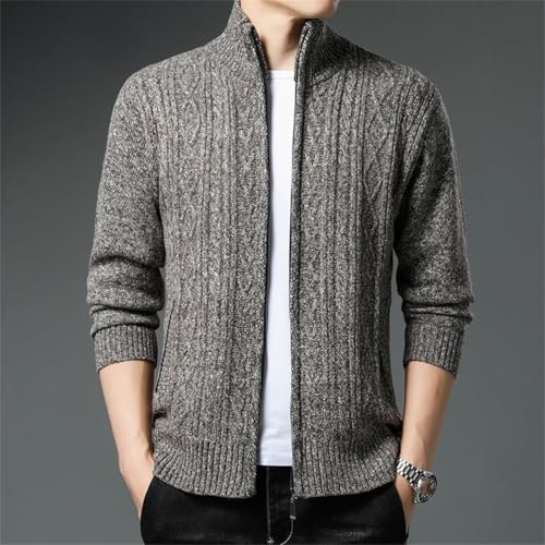 Men Mandarin Collar Sweaters Cardigan Winter Thick Warm Knitted Cardigan Sweater Causal Overcoat4