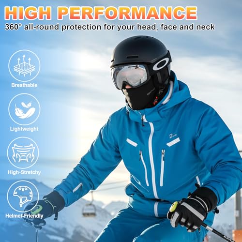 TAGVO Pasamontañas de Invierno Térmico Deportes Unisex, pasamontañas de Lana de Elástico Transpirable, Gorro Máscara de Esquí Bici Snowboard Ciclismo Balaclava Full Face Mask para Hombres y Mujeres - imagen 2