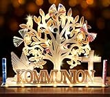 Kommunion Geschenke für Mädchen Jungen, Holz Geldgeschenk Kommunion/Erstkommunion mit LED Lichterkette, Kommunionsgeschenke Geschenk Erstkommunion Mädchen Junge, Tischdeko Kommunion/Erstkommunion Deko
