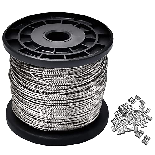 Wire Rope, 1/16 Inch 304 Stainless Steel Wire Cable, 328FT Length Steel