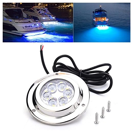 LED Underwater Light, Waterproof Ip68 Led Underwater Boat Lights, Stainless Steel Underwater LED Light for Boat Marine Yacht(Blue) Blue