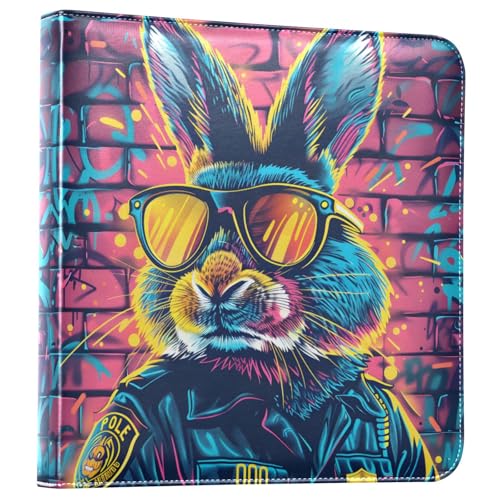 JIPONI Cute Rabbit Police Officer Large Photo Album, DIY Leather Cover Scrapbook Albums for 4x6 5x7 6x8 Pictures, Self Adhesive Memory Book for Wedding, Baby, Family