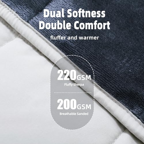 MOTRIP Weighted Blanket 15 lbs Queen Size Flannel Weighted Blanket with Sanded Reversible, 60''x80'' 15 pounds Grey - Image 3