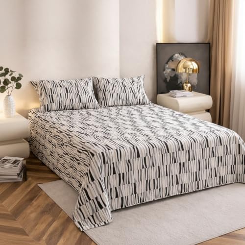 Image of Amazon Brand - Umi Soft Cotton 210 TC Striped Bedsheet Set 90X108 Inch | King /Double Bed Sheet with 2 Pillow Covers 17x27 | Trendy Elegant Stripes