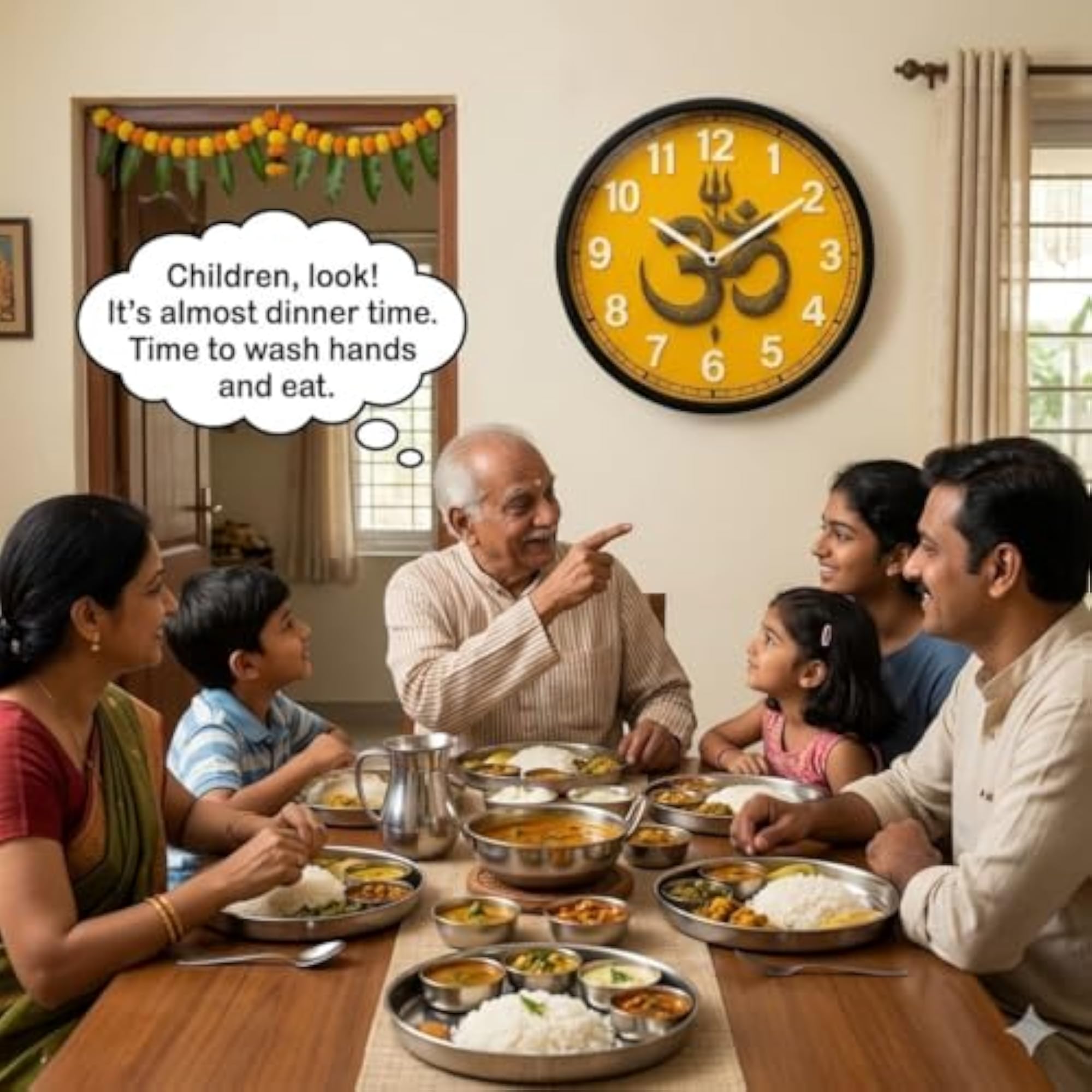 10 Inch Om Trishul Wall Clock, Decorative Design