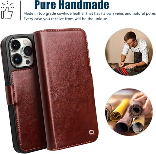 Étui en cuir véritable pour iPhone 15 Pro, la protection à rabat magnétique noir élégant