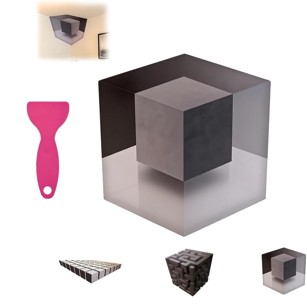 Impossible Corners–Wall Art That Reshapes Reality, 3D Wall Art Illusion Corner Wall Decal, 3D Effect Cube Optical Illusion Art Corner Decal Sticker, Novelty Corners Wall Stick Modern Home Decor (C)