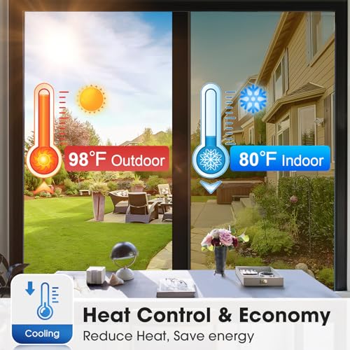 Image of Coavas One Way Privacy Window Film, Sun Blocking Reflective Window Film See Out Not in, Heat Control Window Tint for Home, Anti UV Static Cling for Windows Office Door (Brown, 17.5 Inch X 9.8 Feet)