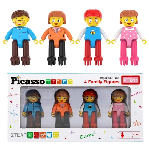 Picasso Toys Hedgehog Blocks 4 Family Action Character Figures Toddler Toy Construction Building Tile Block Expansion Pack Educational Add-on STEM...