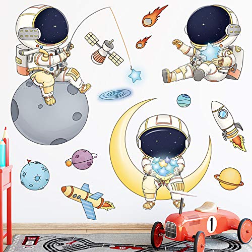 Astronaut Wall Decals, Removable Pvc Universe Space Wall Stickers For Bedroom Living Room Kid's Room Kindergarten, Art Window Door Cabinet Corridor Nasa Wall Decor Murals (Astronaut3) #TOP3
